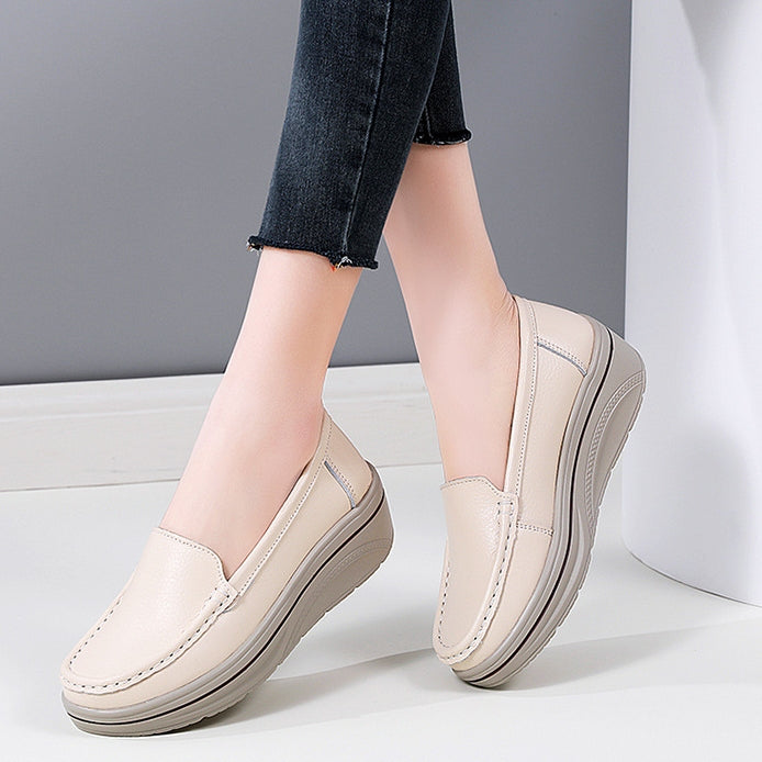 Mocasines de plataforma de piel auténtica
