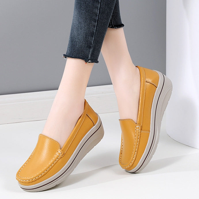 Mocasines de plataforma de piel auténtica