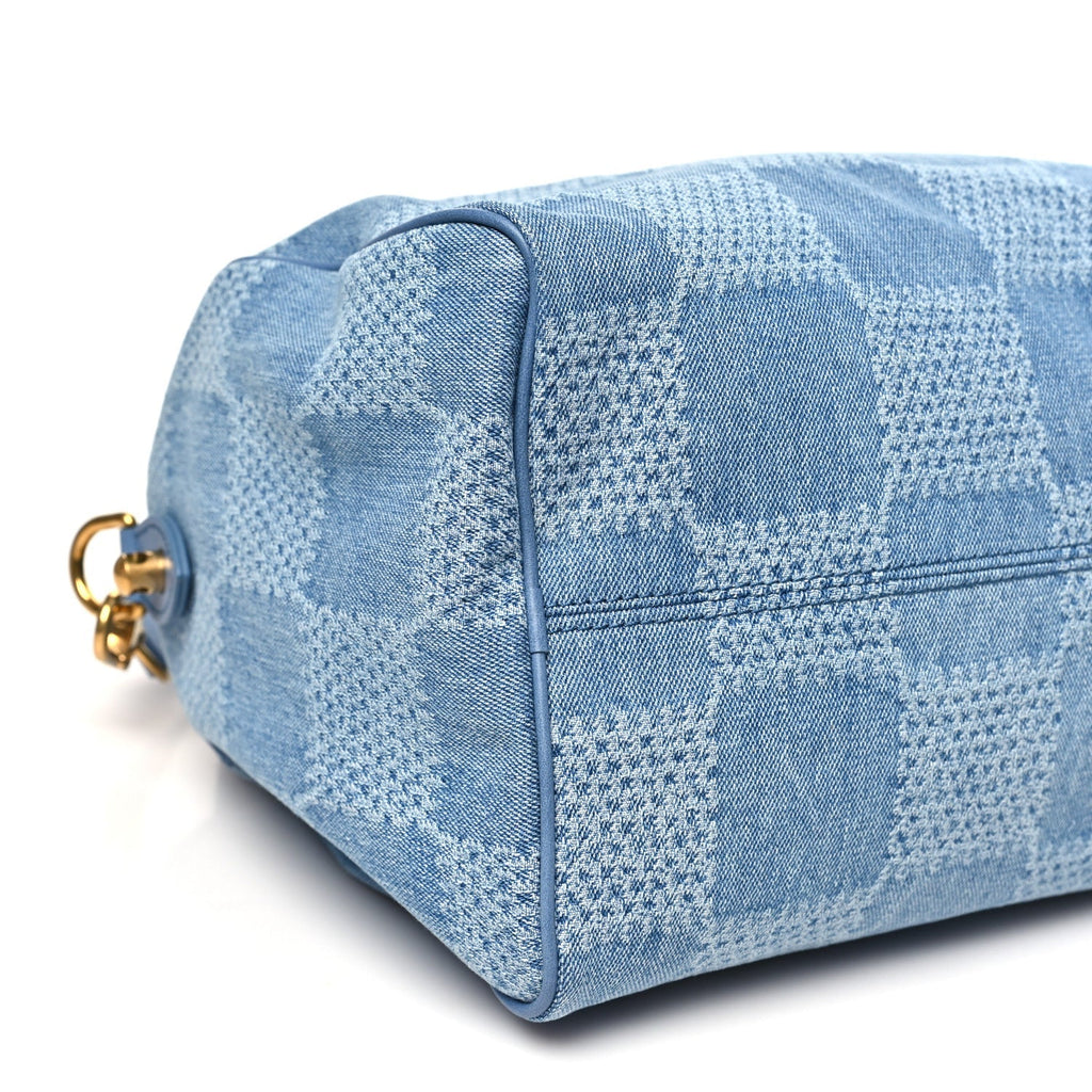 Damier Denim 3D Speedy Bandouliere 30 Denim Blue