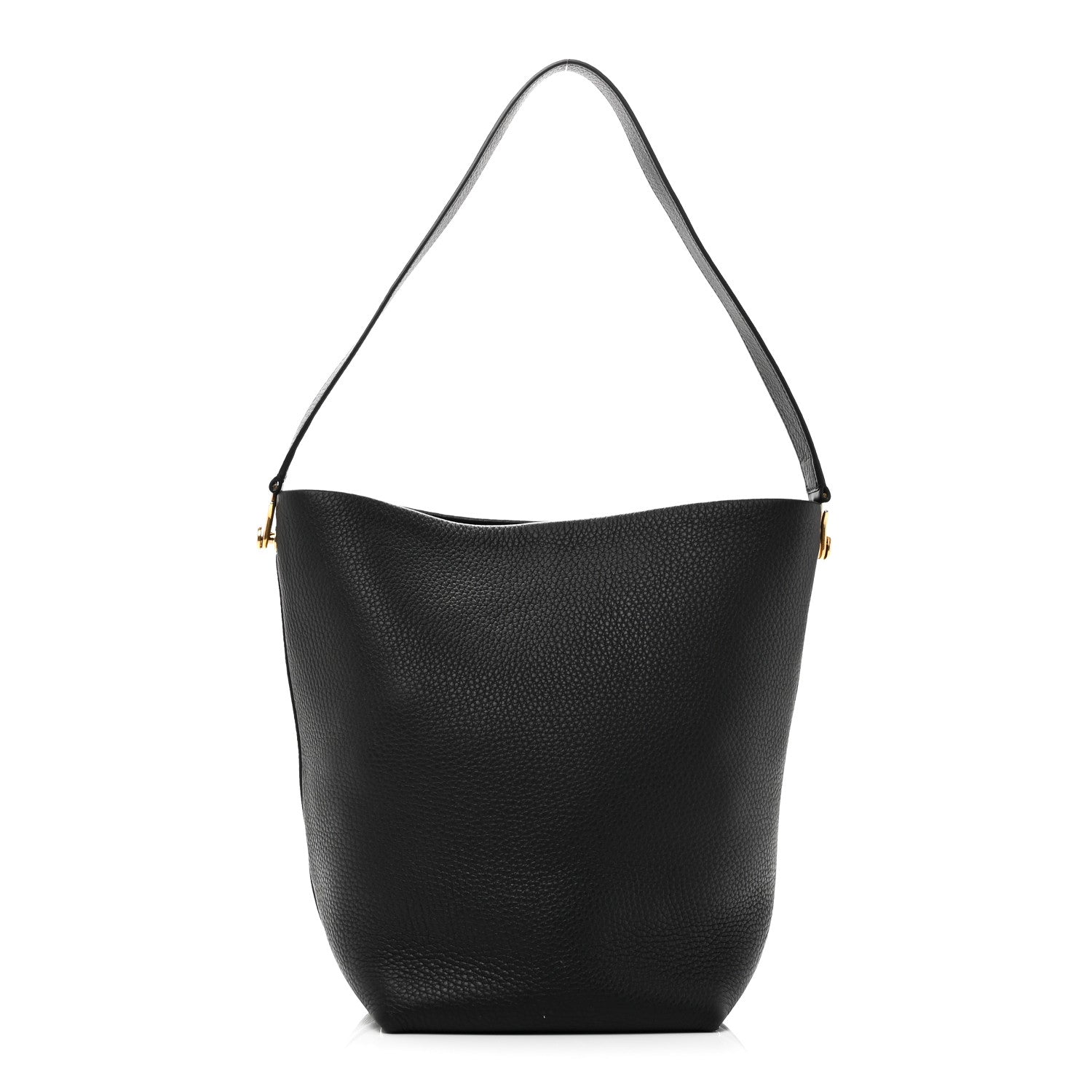 Grained Calfskin Medium N/S Hook Tote Black