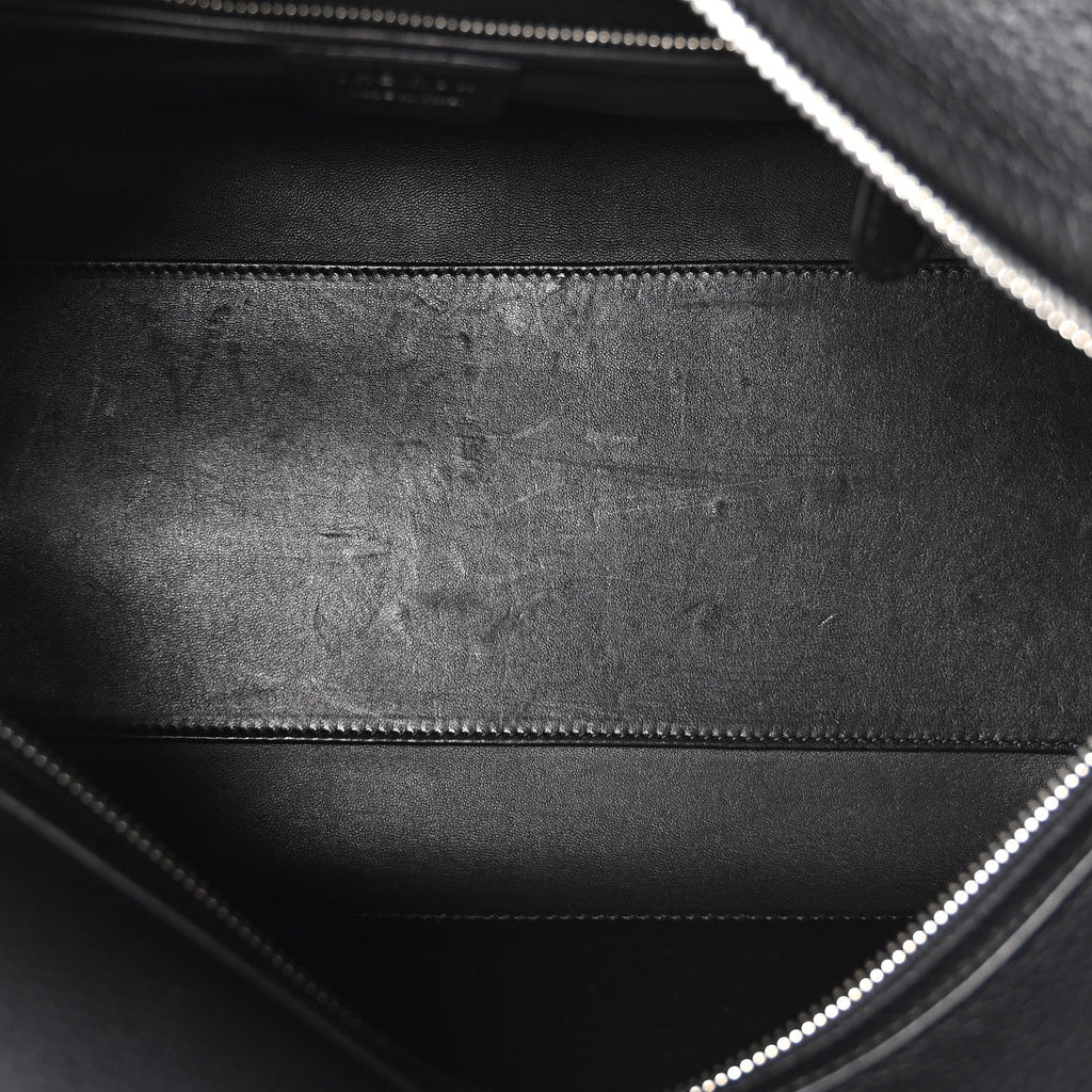 Grained Calfskin East West Bowling Bag Black