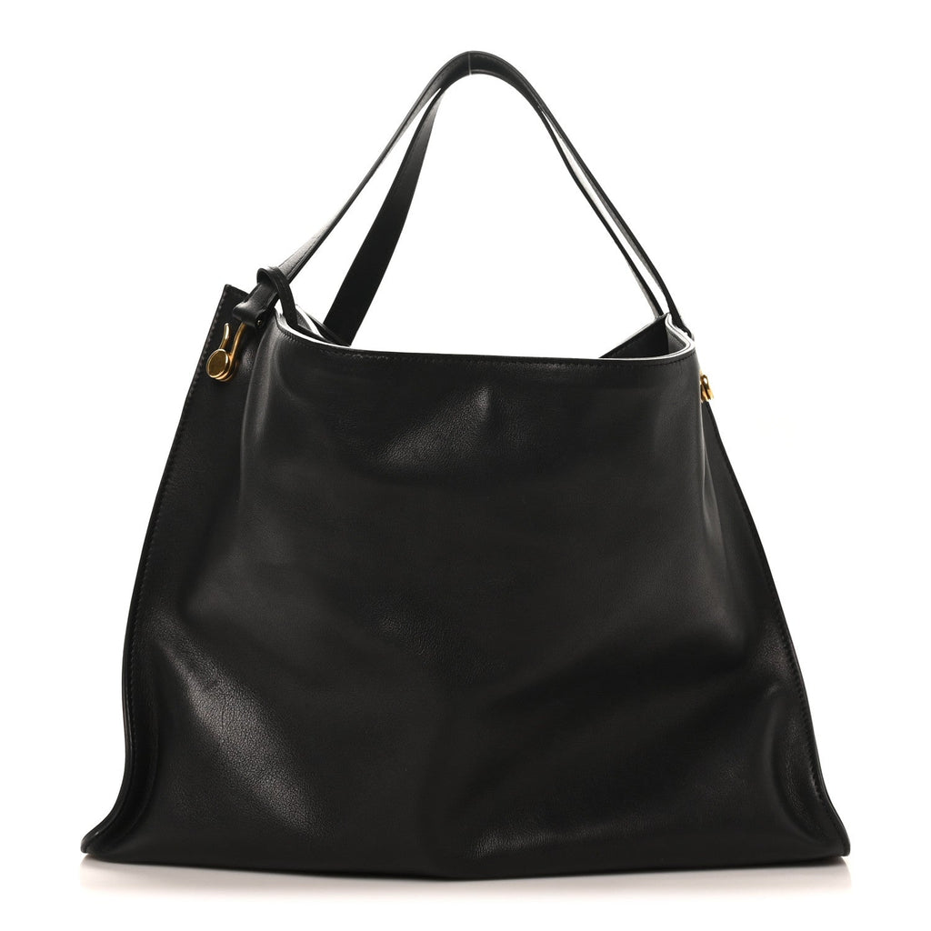 Polished Saddle Calfskin Alexia Bag Black