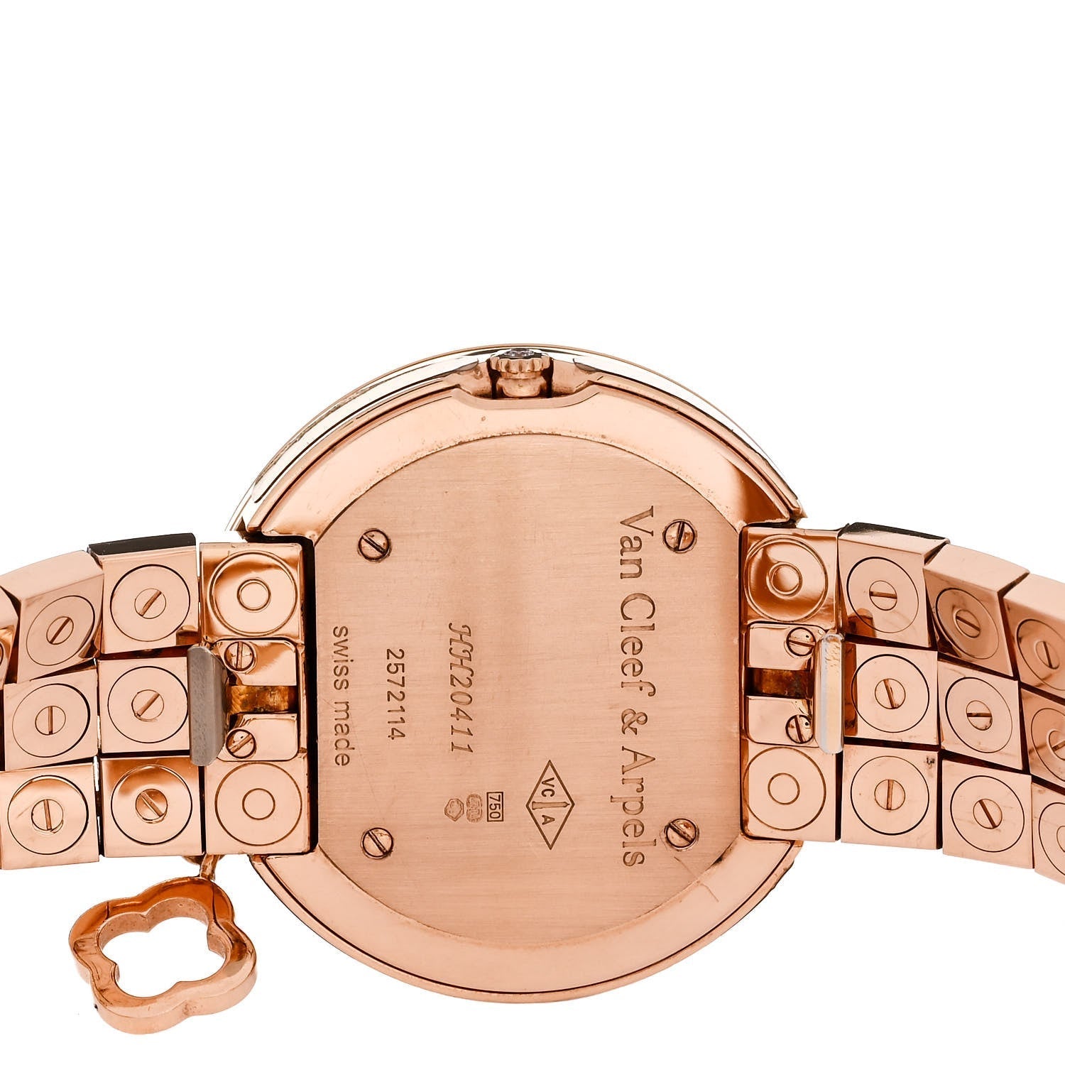 18K Rose Gold Diamond Bezel 32mm Charms Quartz Watch Black