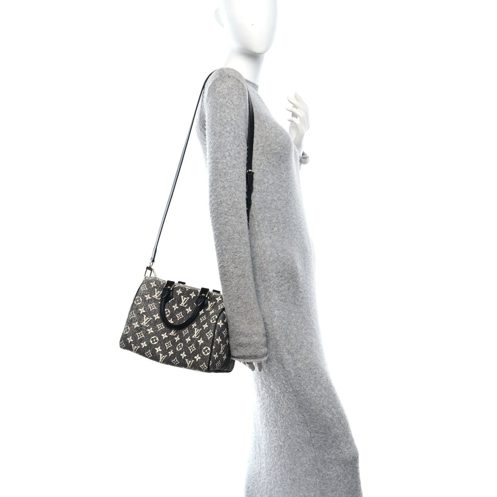 Denim Monogram Jacquard Speedy Bandouliere 25 Black