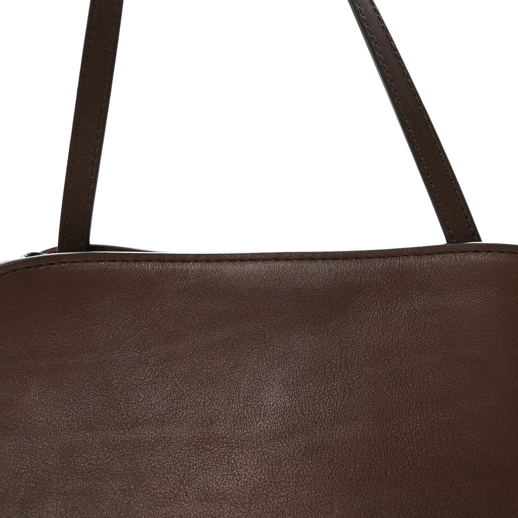 Polished Saddle Calfskin Peggy Clutch Deep Brown