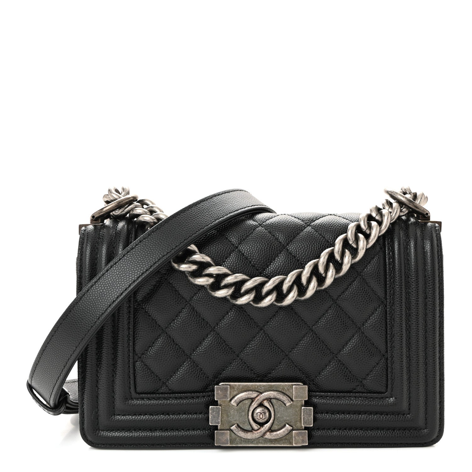 Caviar Quilted Small Boy Flap Black