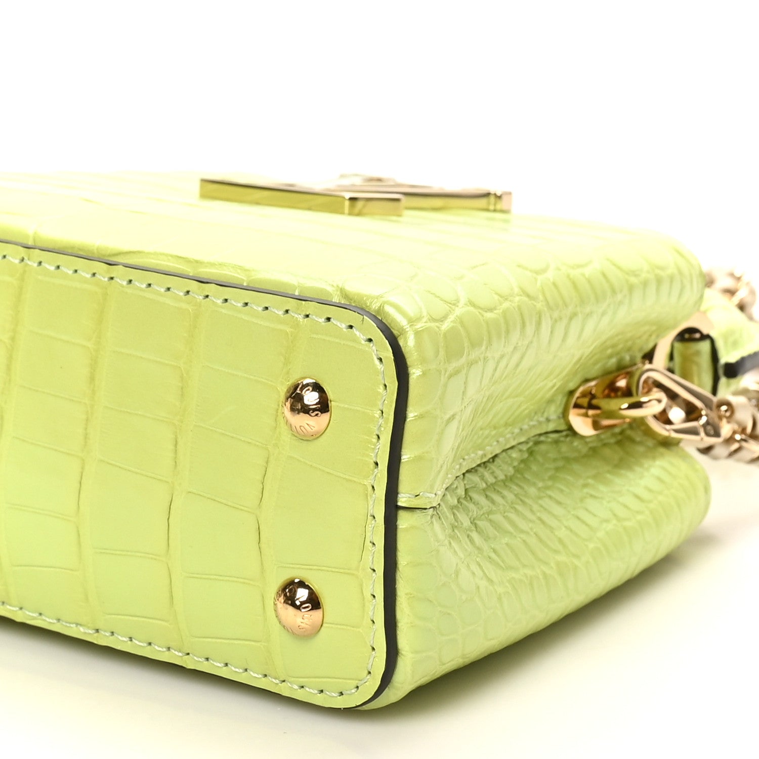 Iridescent Alligator Nano Capucines Lime