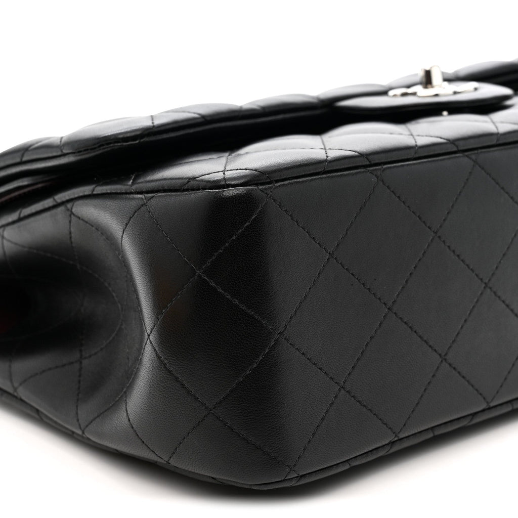 Lambskin Quilted Jumbo Double Flap Black