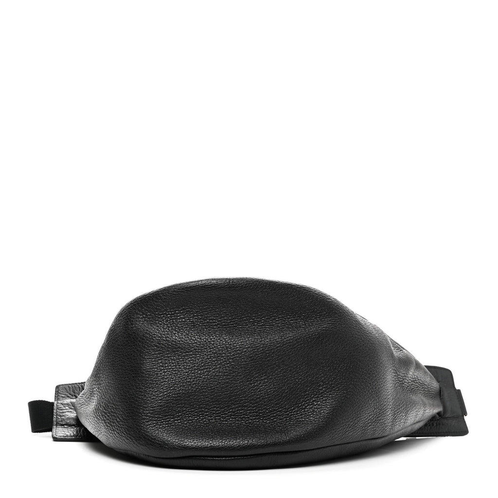 Grained Calfskin Large Slouchy Banana Bag Black