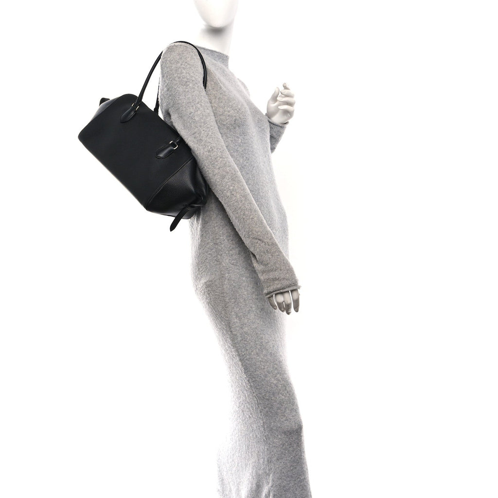 Grained Calfskin East West Bowling Bag Black
