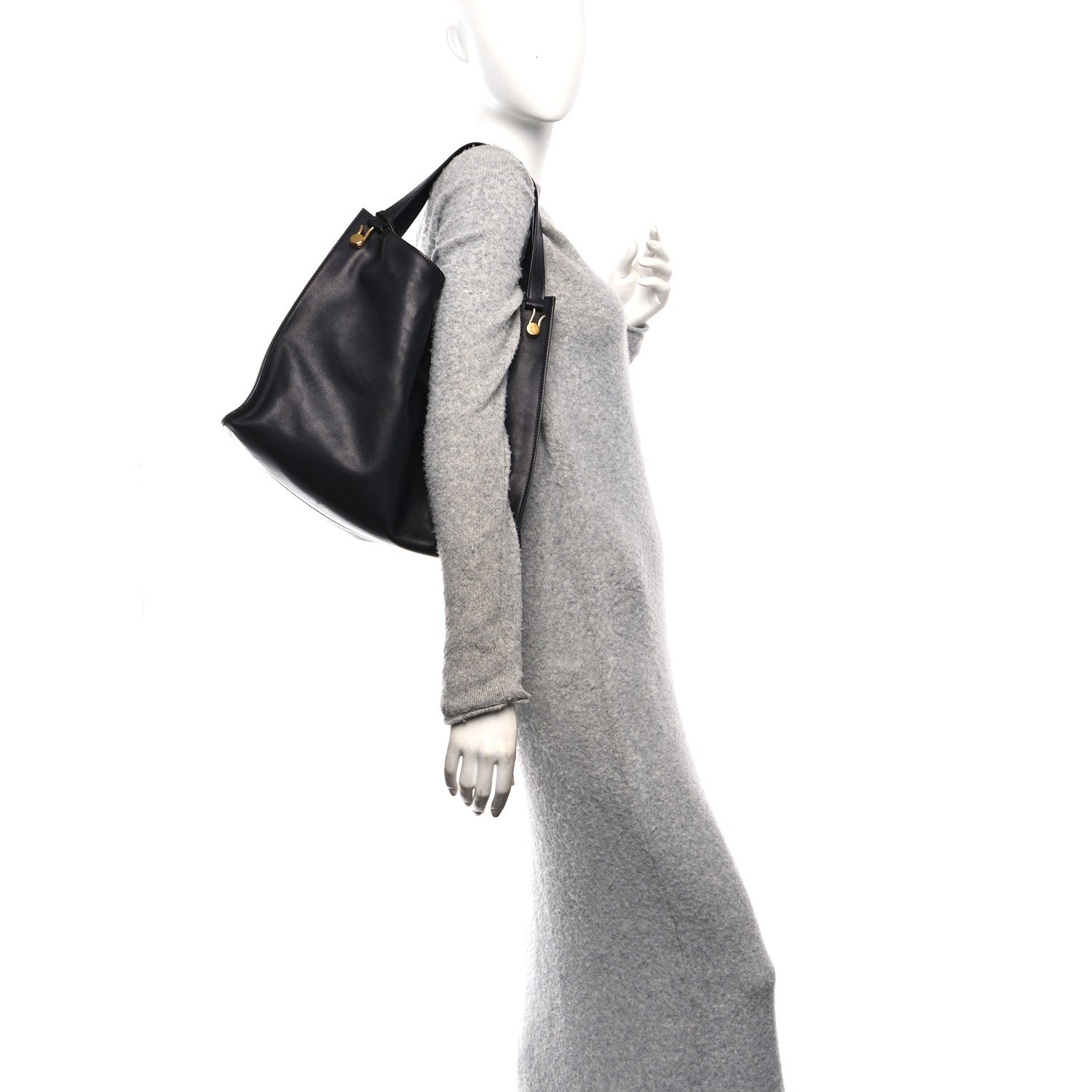 Polished Saddle Calfskin Alexia Bag Black
