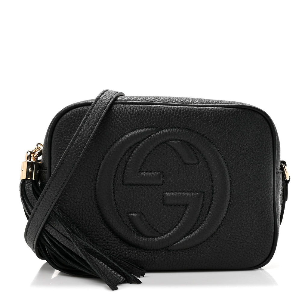 Pebbled Calfskin Small Soho Disco Bag Black