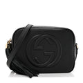 Pebbled Calfskin Small Soho Disco Bag Black