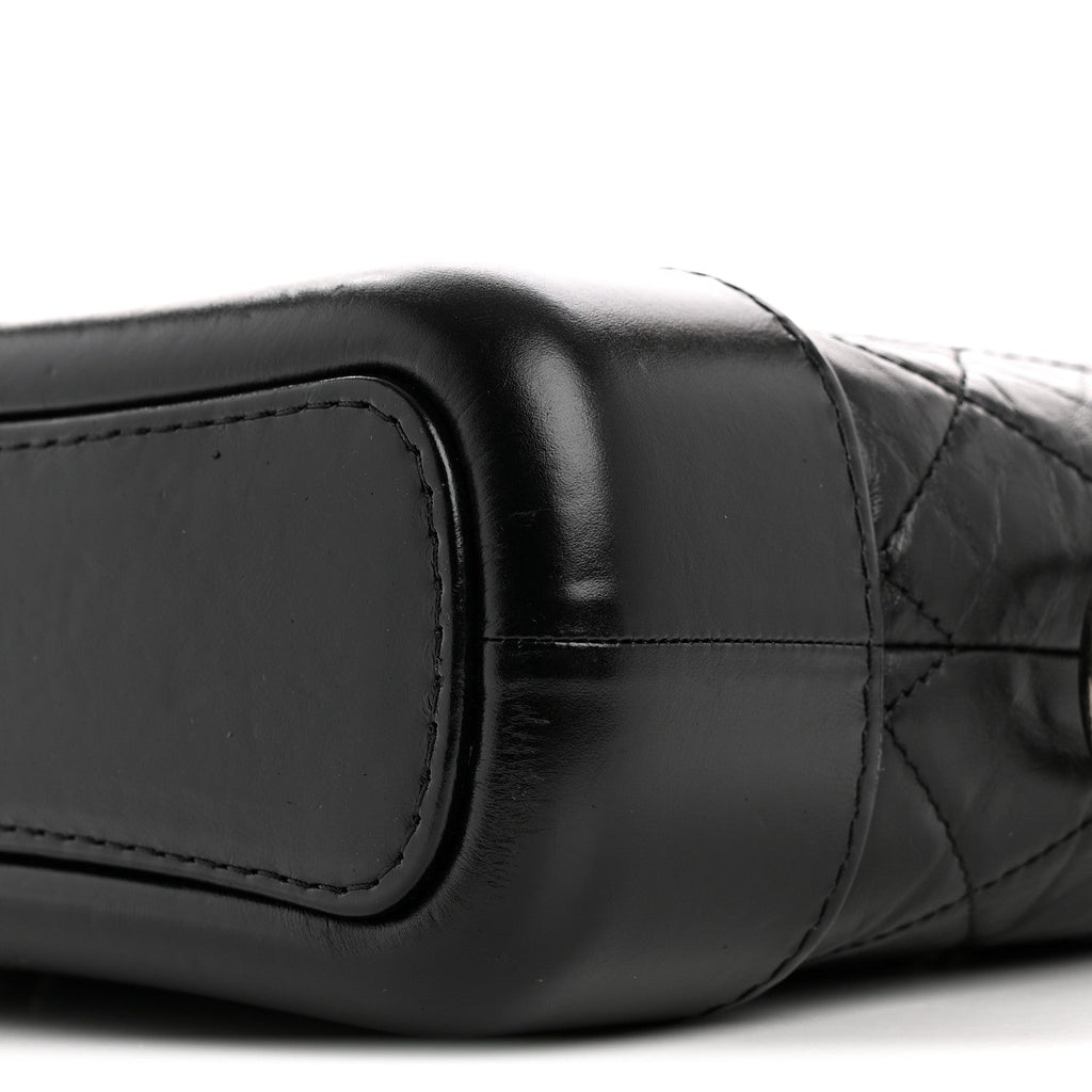 Aged Calfskin Quilted Small Gabrielle Hobo Black