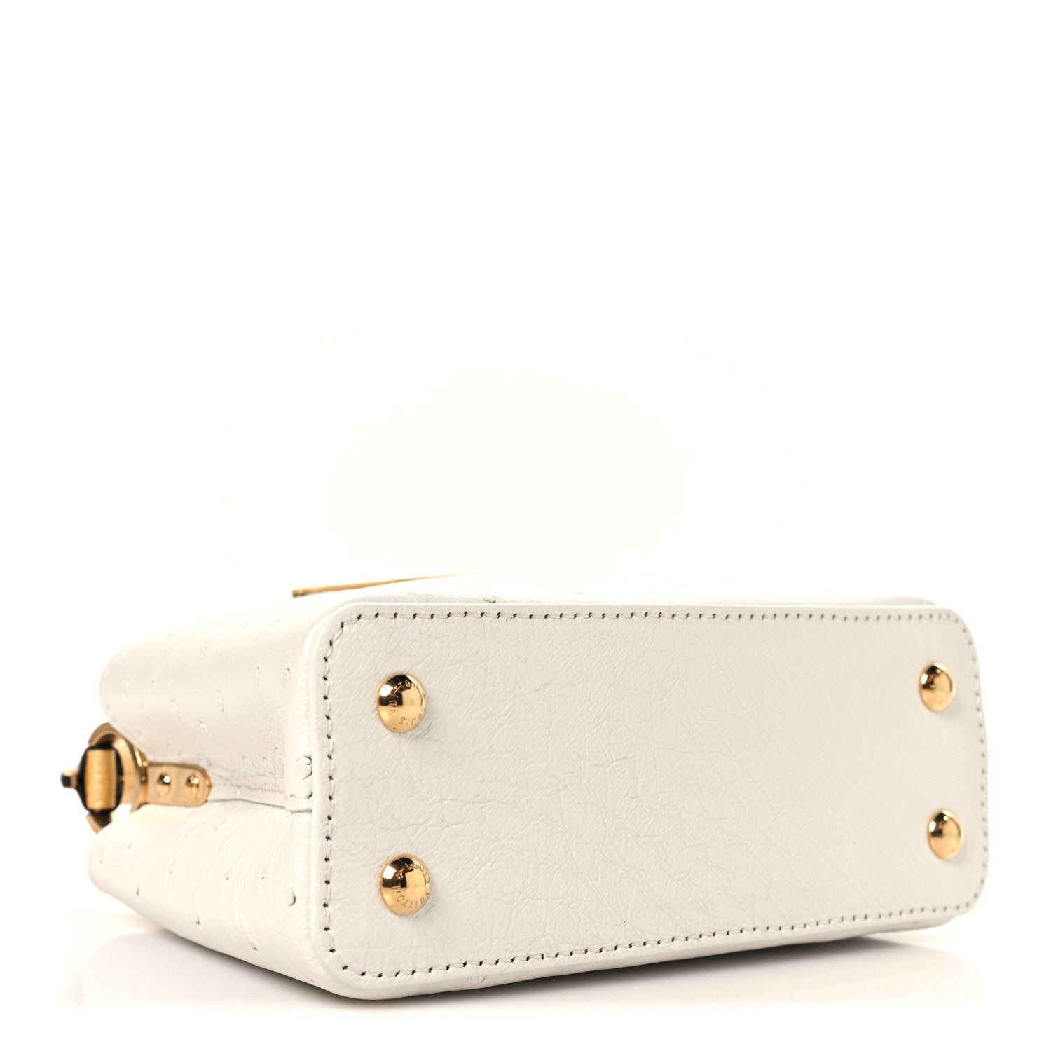 Iridescent Ostrich Capucines Mini White Gold