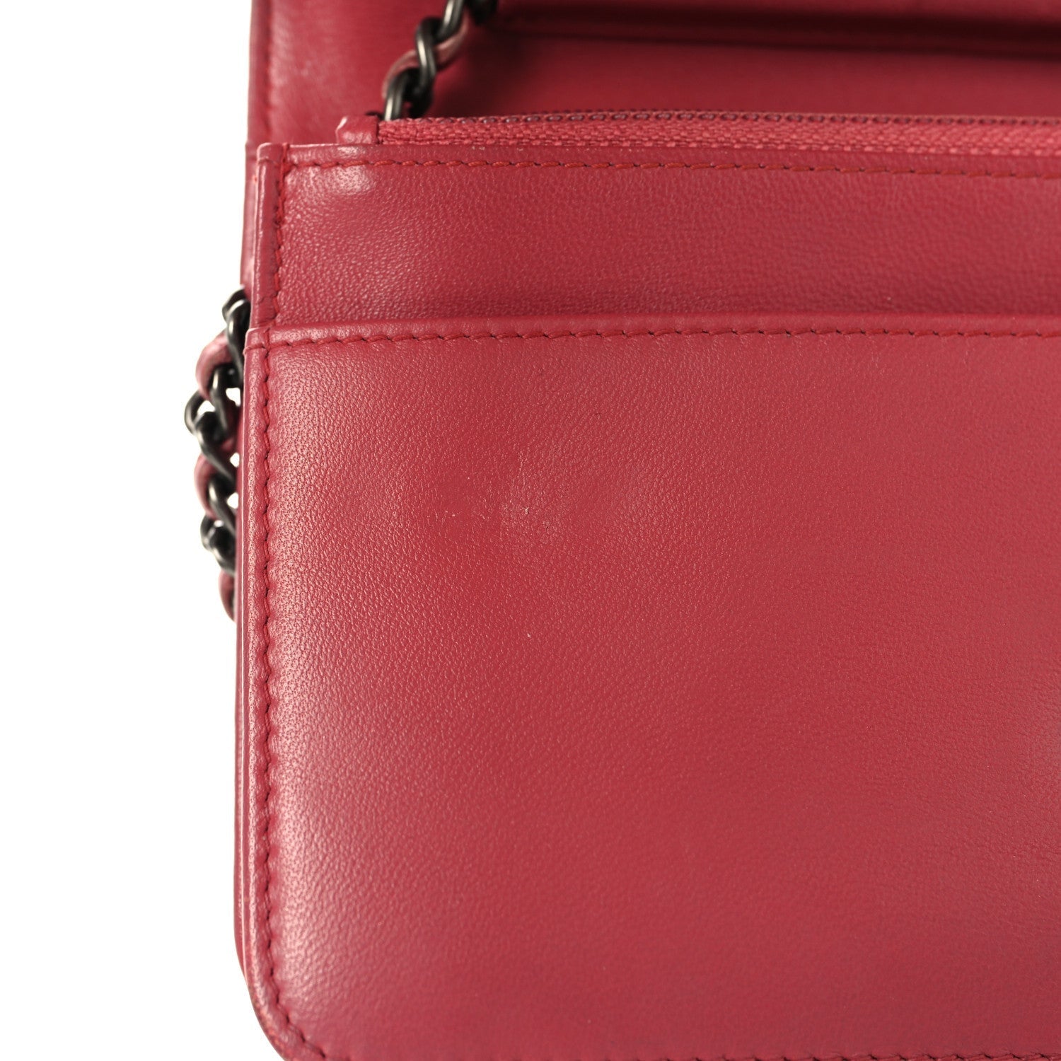 Calfskin Quilted Boy Wallet On Chain WOC Pink