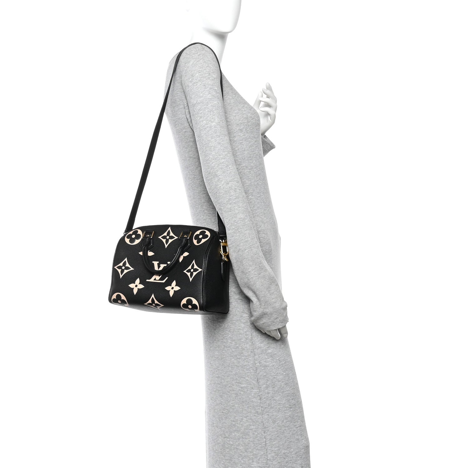 Empreinte Monogram Giant Speedy Bandouliere 25 Black Beige