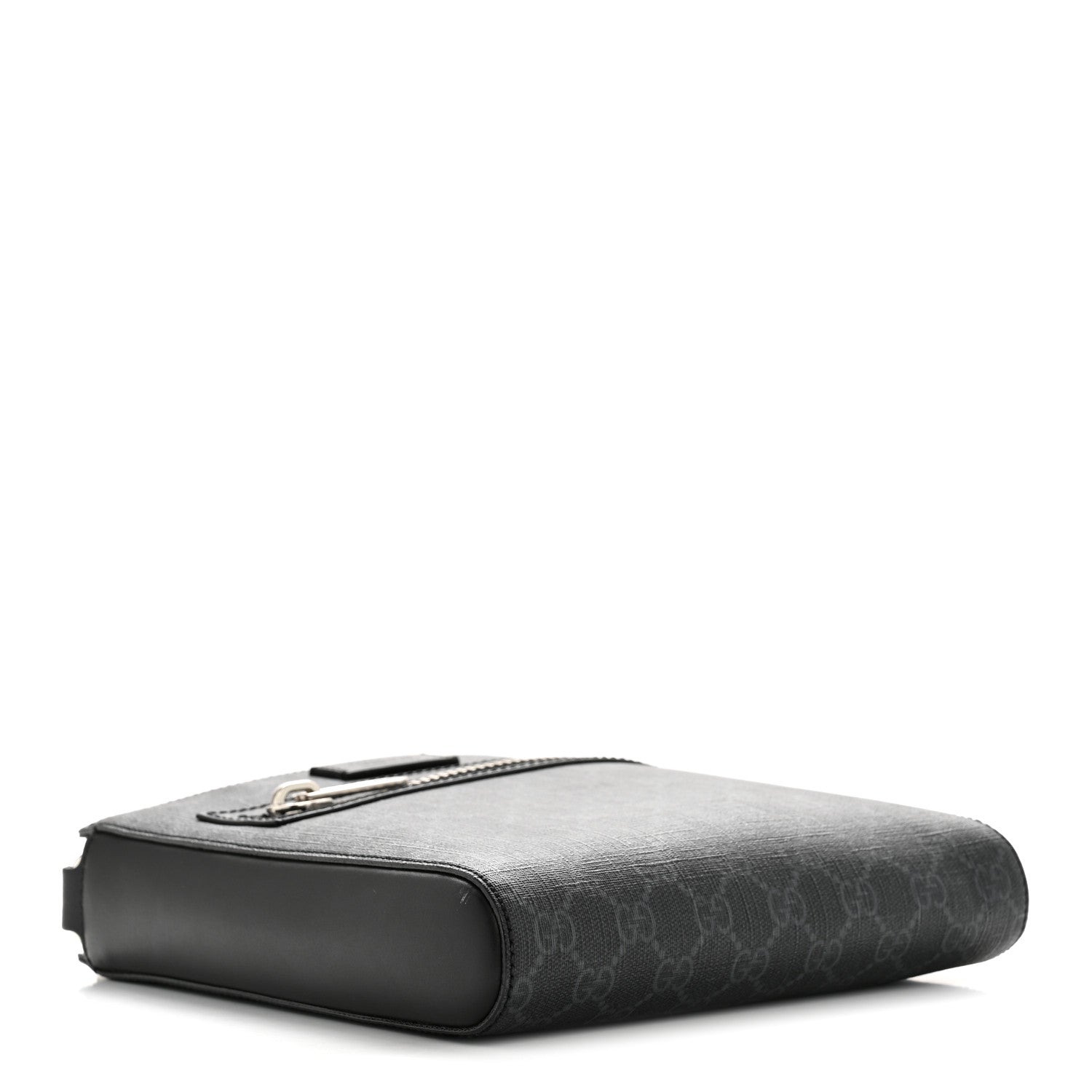 GG Supreme Monogram Web Small Flat Messenger Bag Black Grey