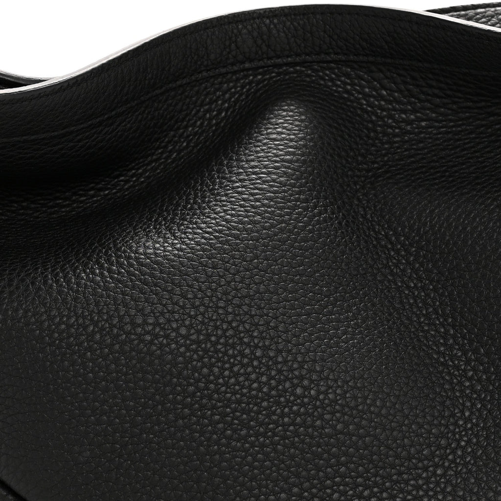 Grained Calfskin Large Slouchy Banana Bag Black