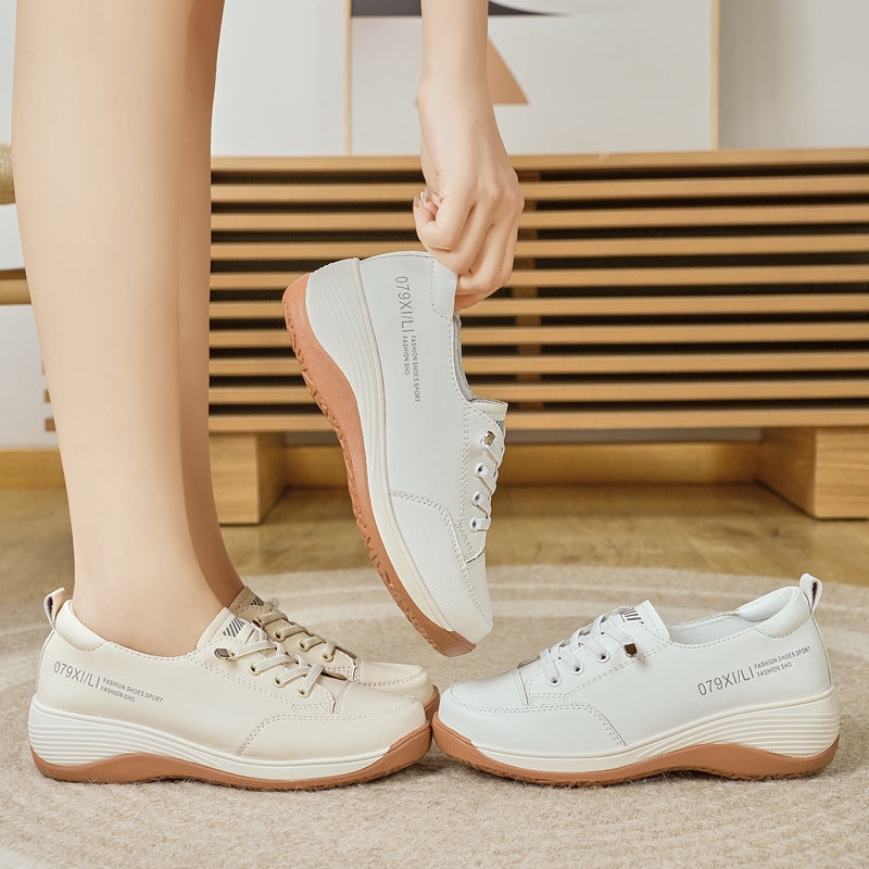 Zapatos de plataforma de cuero con suela blanda