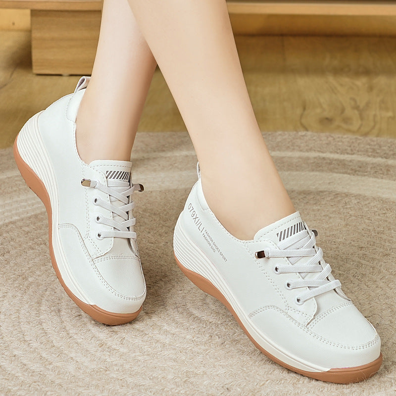 Zapatos de plataforma de cuero con suela blanda