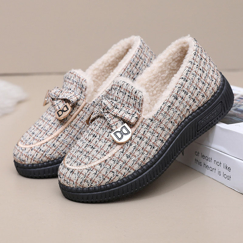 Zapatos planos de algodón cálido y elegantes