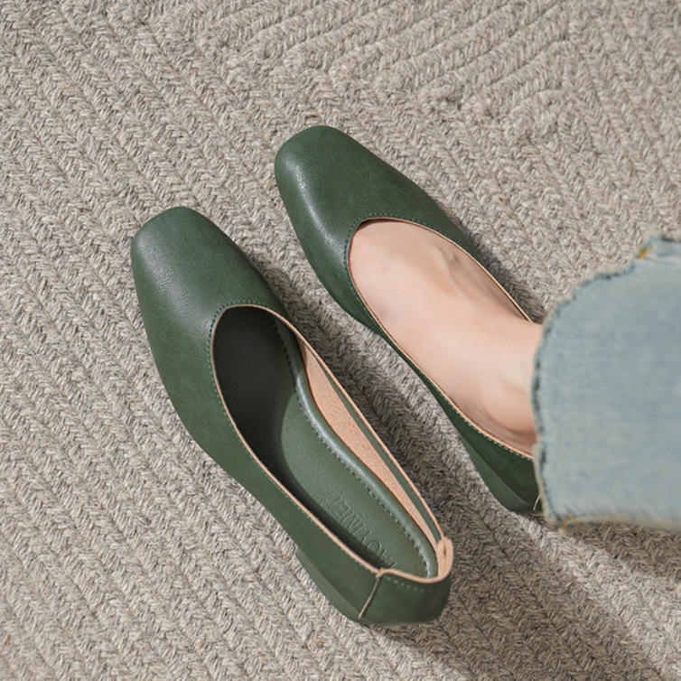 Zapatos de piel auténtica tacón ancho (varios tamaños disponibles)