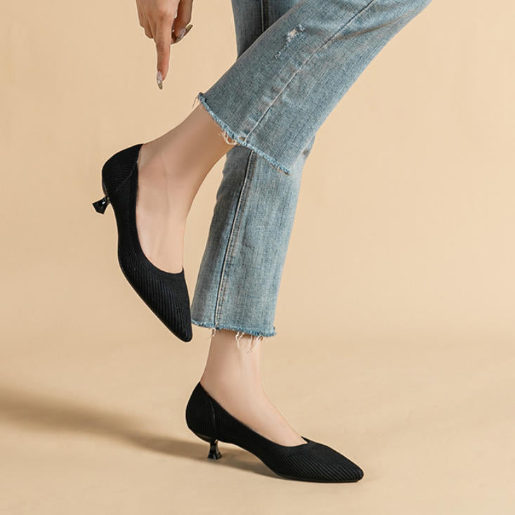 Zapatos de punto con suela suave y tacón medio, elegantes