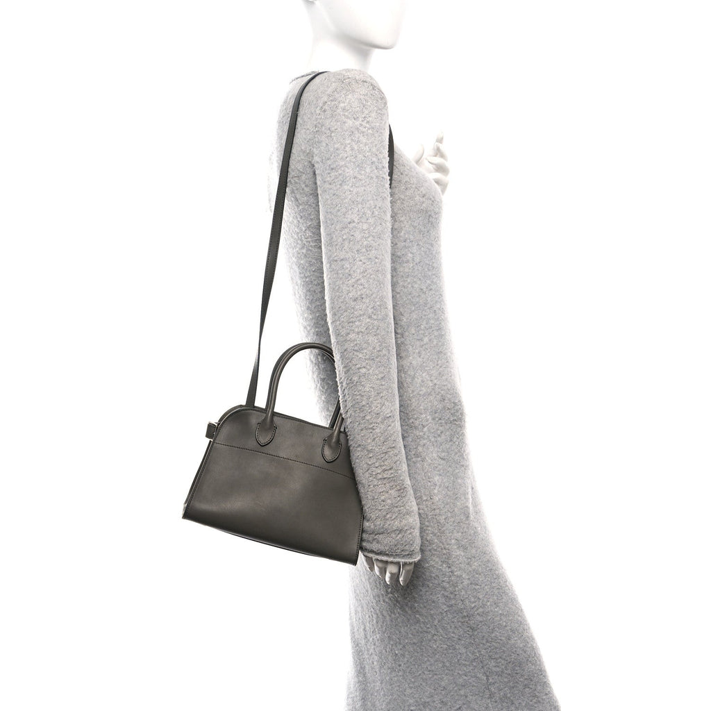 Polished Saddle Calfskin Soft Margaux 10 Bag Koala Grey
