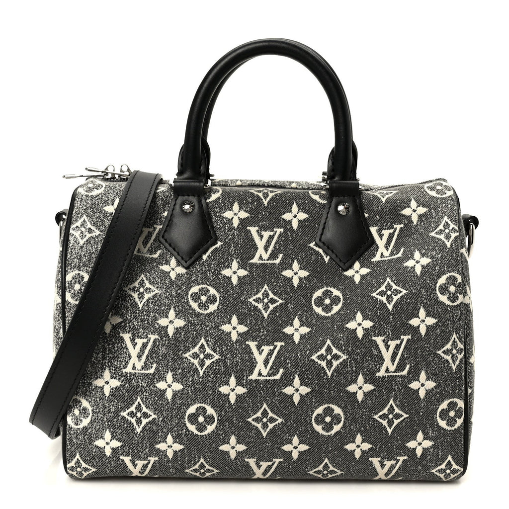 Denim Monogram Jacquard Speedy Bandouliere 25 Black