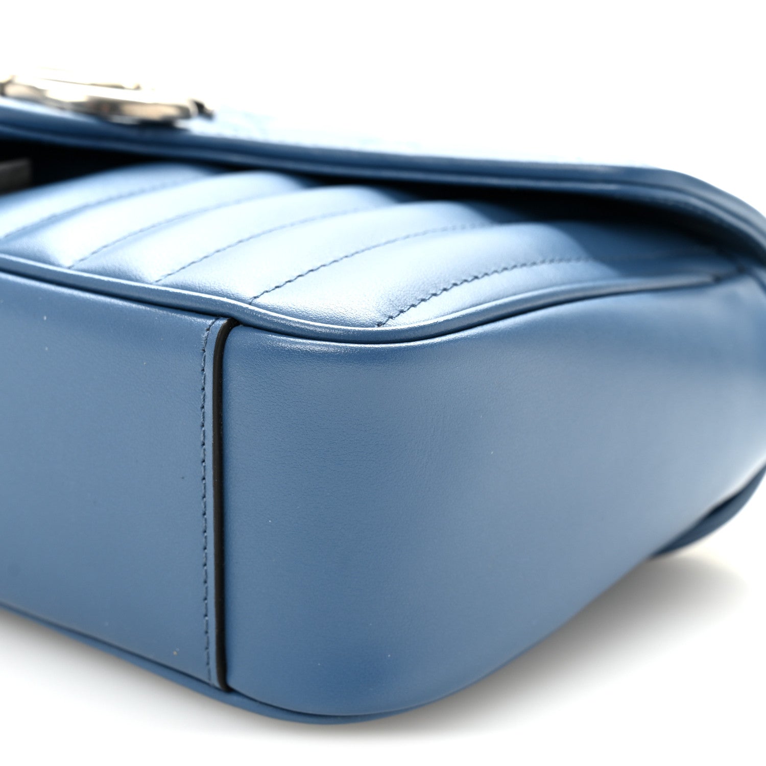 Calfskin Matelasse Aria Small GG Marmont Shoulder Bag  Clear Blue