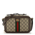 GG Supreme Monogram Web Small Ophidia Top Handle Shoulder Bag Brown