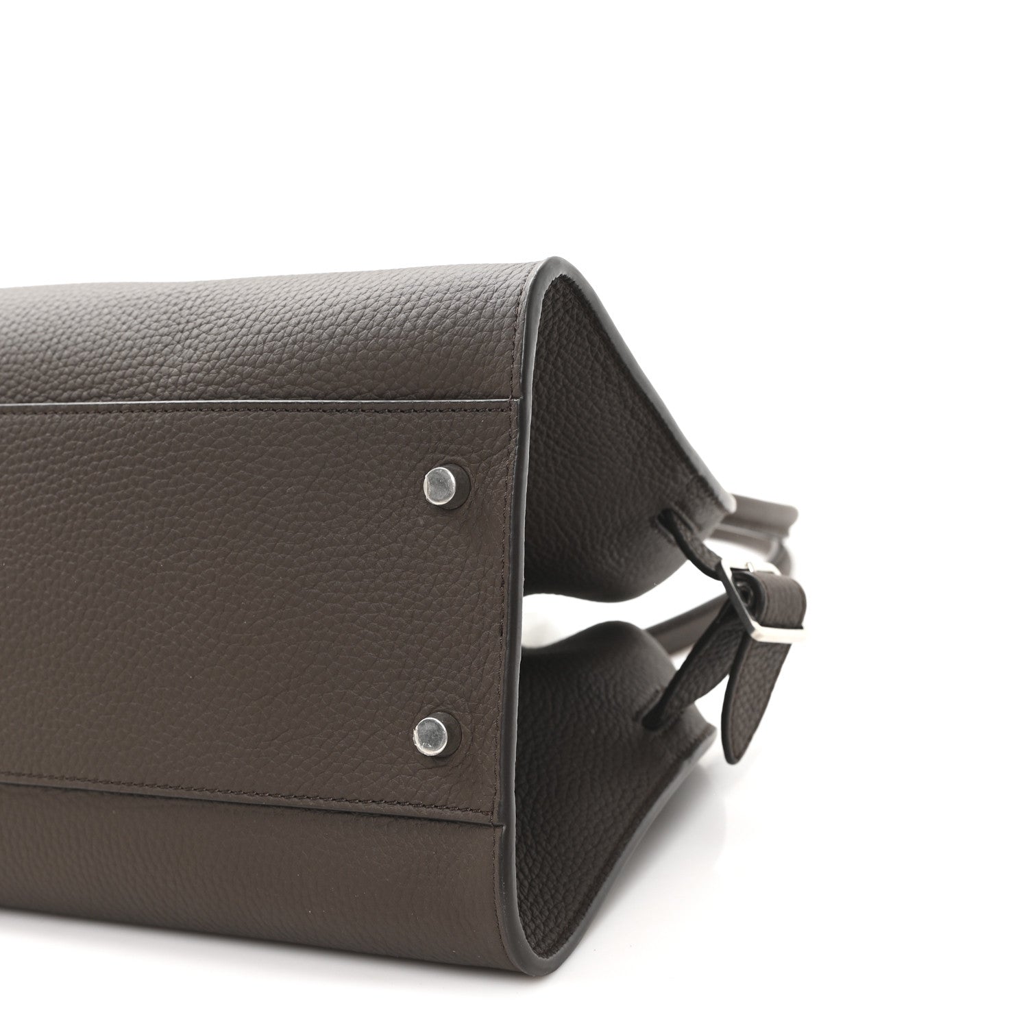 Matte Grained Calfskin Margaux Shoulder 12 Deep Brown