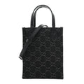 Denim Cuoio Harness GG Monogram Mini Ophidia Tote Bag Black Medium Grey