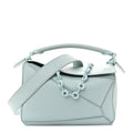 Grained Calfskin Small Puzzle Bag Aquamarine