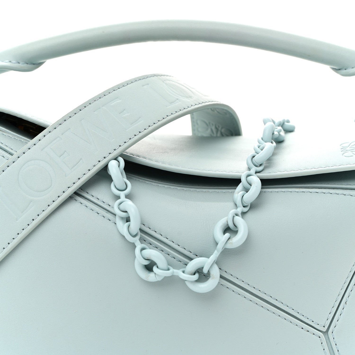 Grained Calfskin Small Puzzle Bag Aquamarine