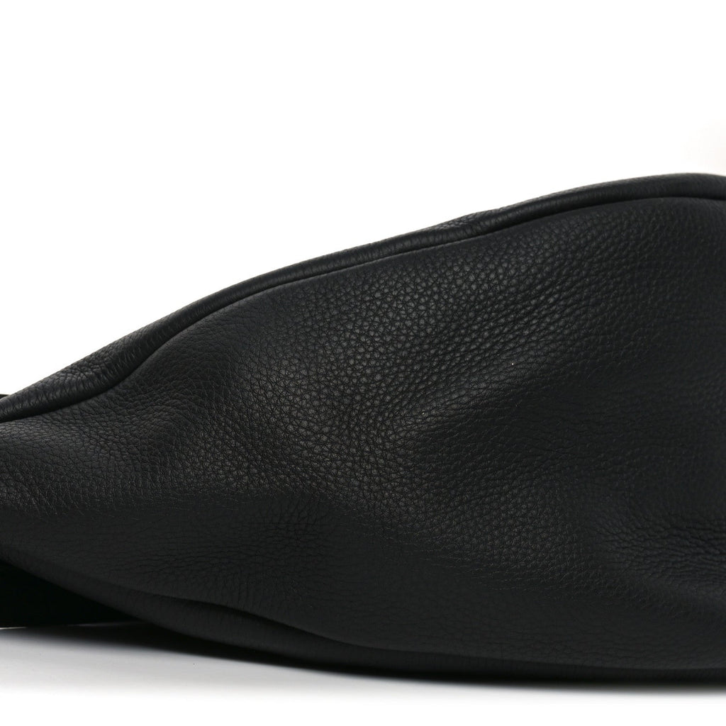 Grained Calfskin Large Slouchy Banana Bag Black