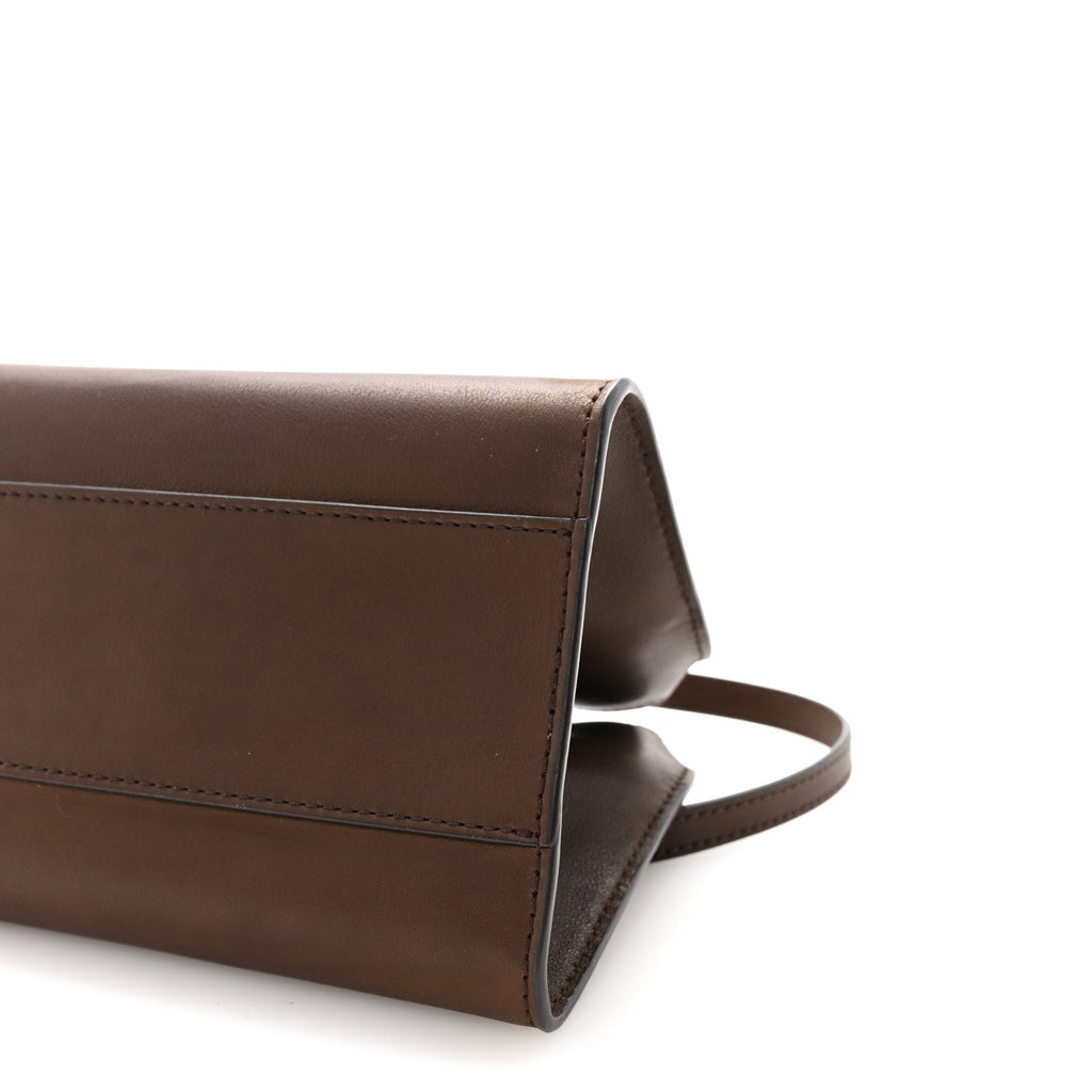 Polished Saddle Calfskin Peggy Clutch Deep Brown